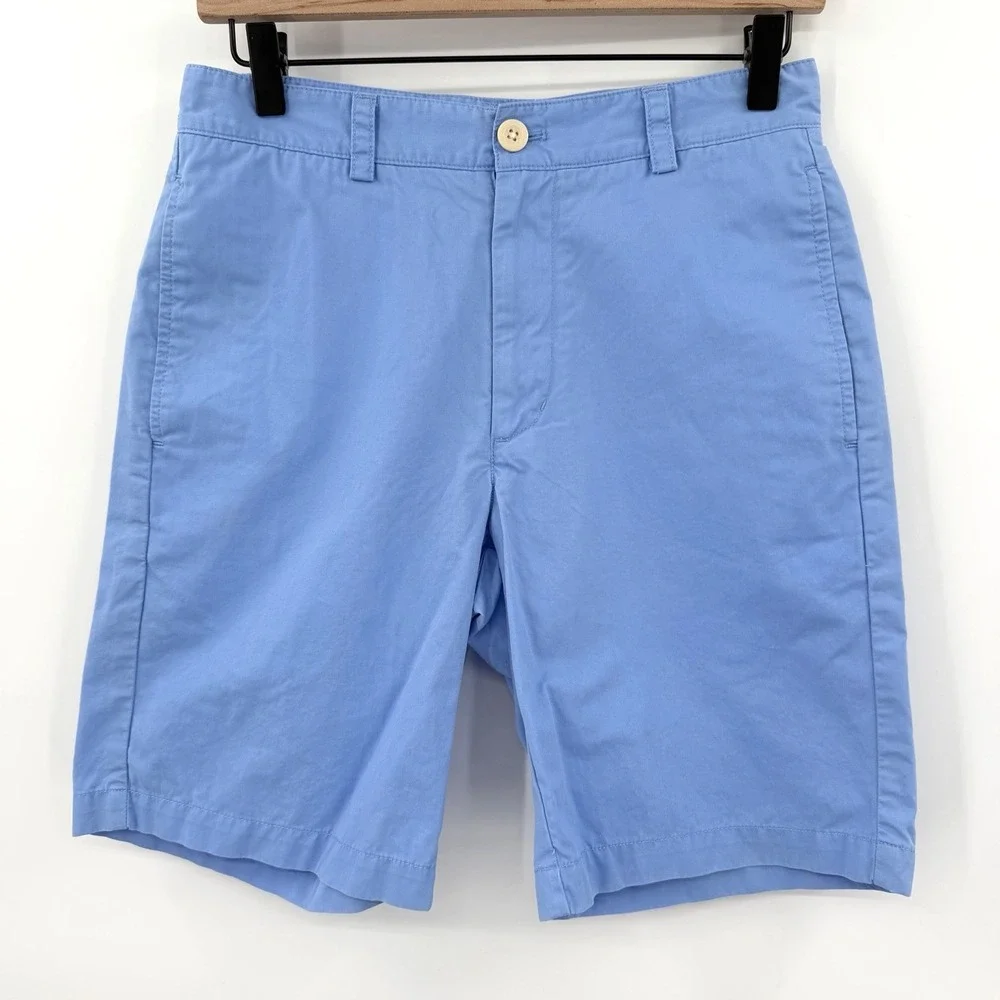 Vineyard Vines Shorts Mens 28x9 Light Blue Club Short Cotton Twill Preppy Beach